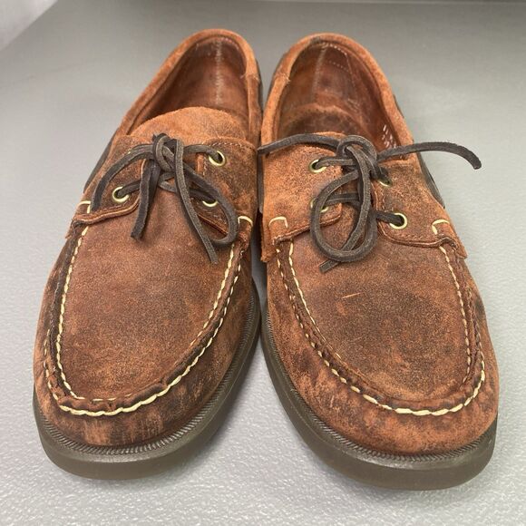 SEBAGO Docksides Portland Nubuck Distressed Brown Orange Boat Shoes Mens 11 - Picture 5 of 11